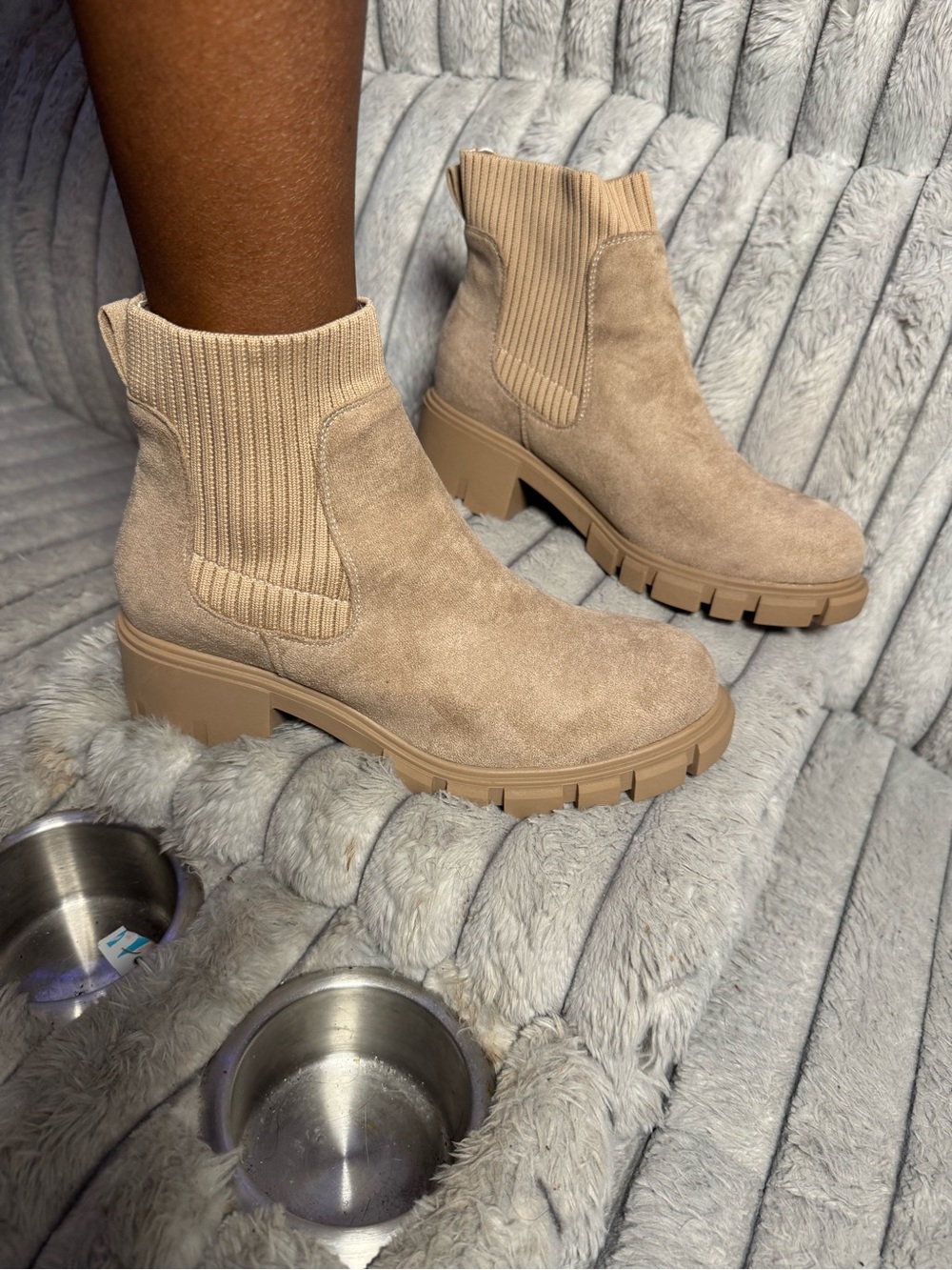 Women's Tan Suede Chelsea Lug Bootie by